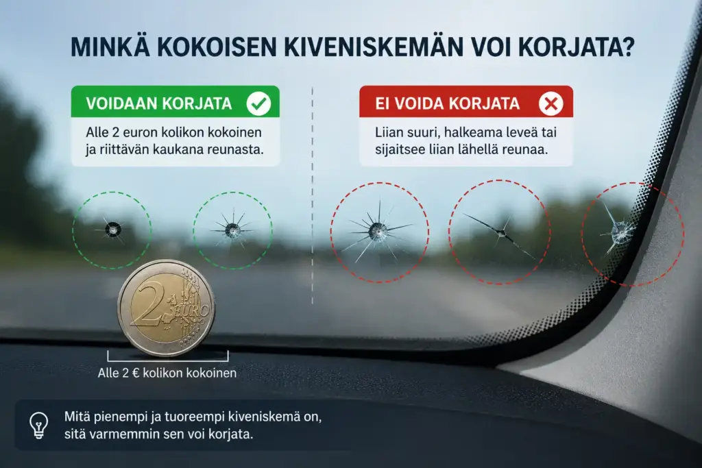 Minkä kokoisen kiveniskemän voi korjata?